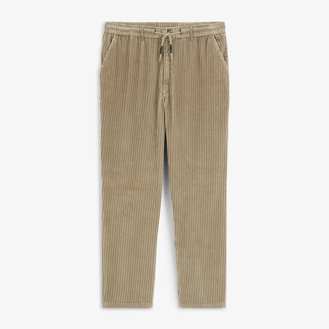 Pantalon 557 en velours côtelé stretch à taille élastiquée beige travertin