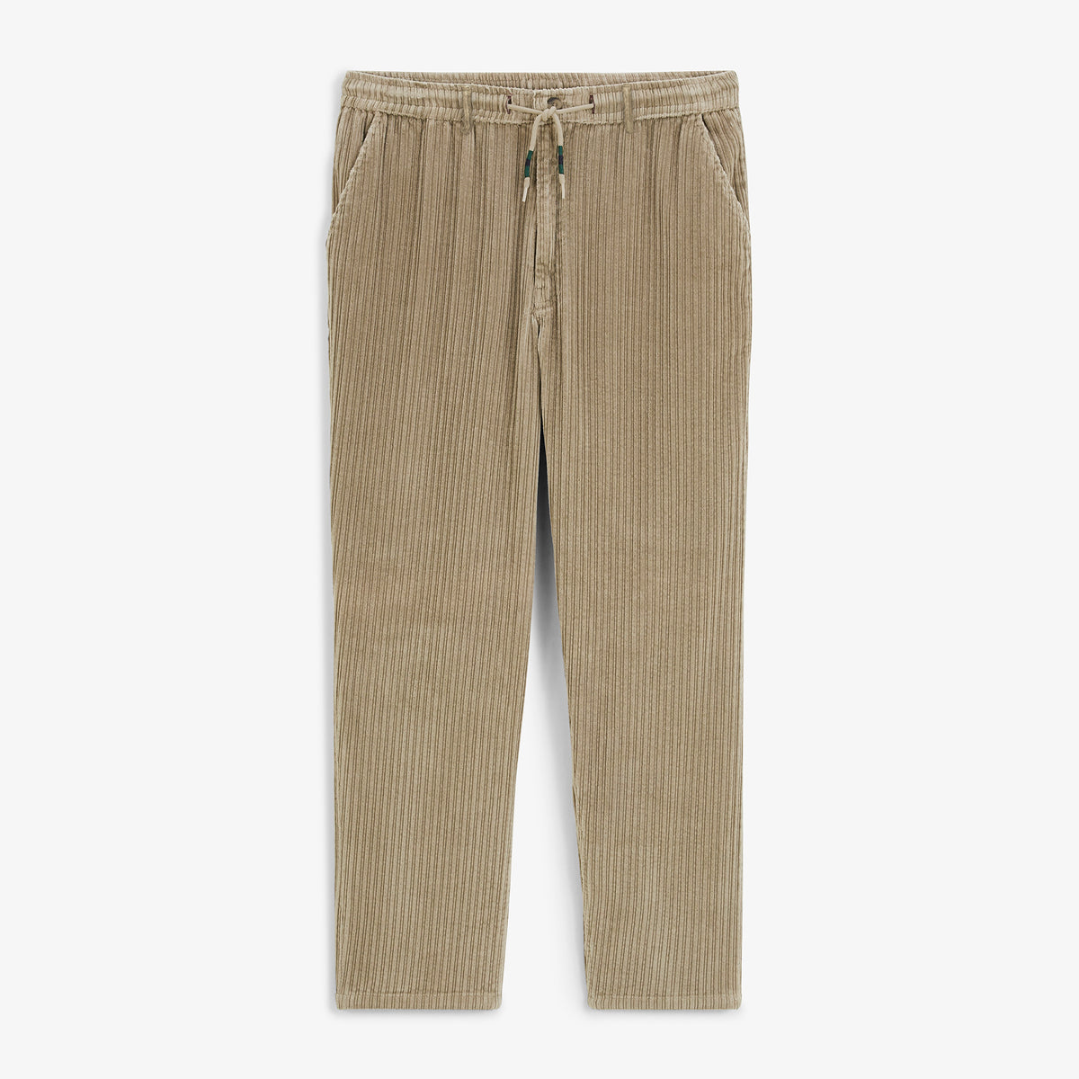 Pantalon 557 en velours côtelé stretch à taille élastiquée beige travertin