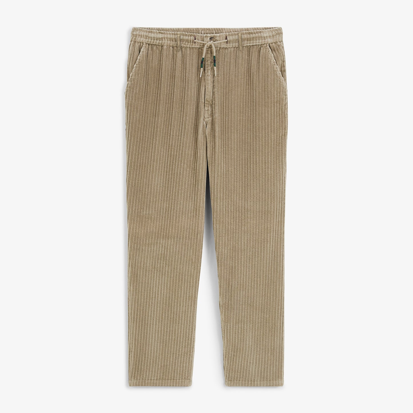 Pantalon 557 en velours côtelé stretch à taille élastiquée beige travertin