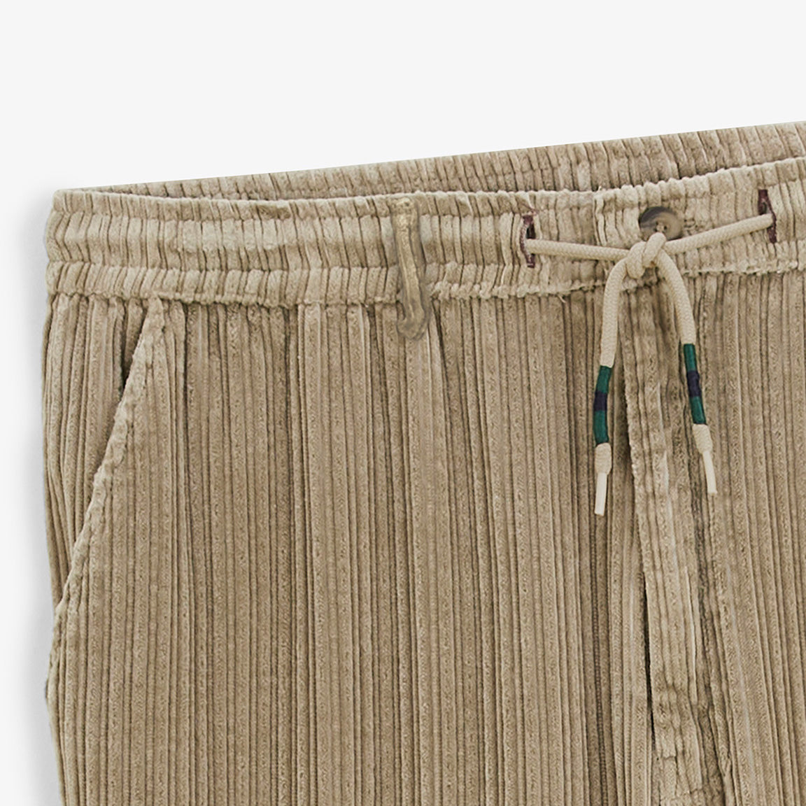 Pantalon 557 en velours côtelé stretch à taille élastiquée beige travertin