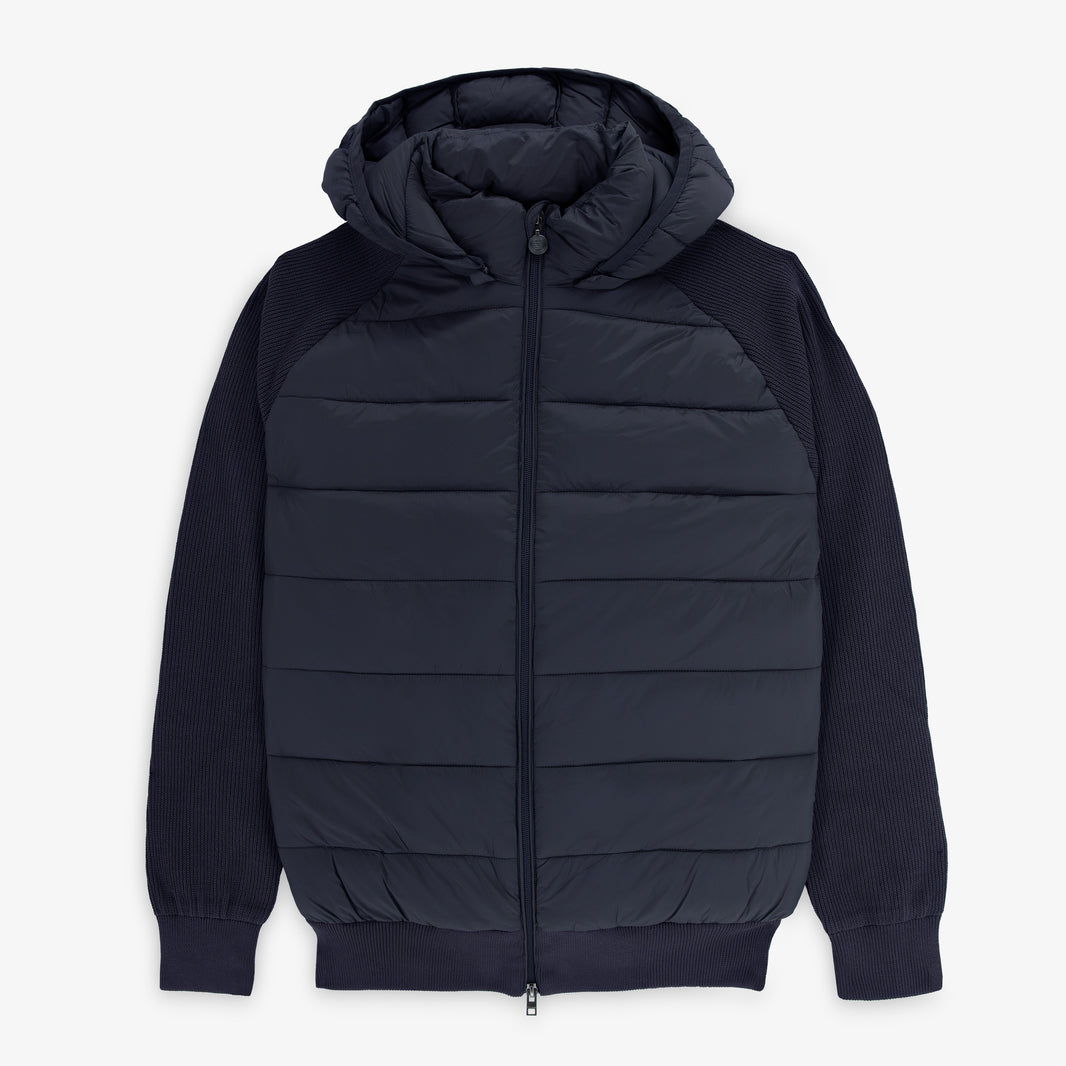 Parka Gaspard à capuche et devant matelassé bleu marine foncé