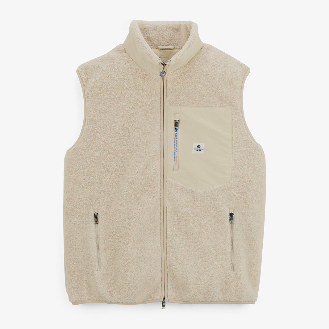 Ivory white sleeveless fleece jacket Montreal
