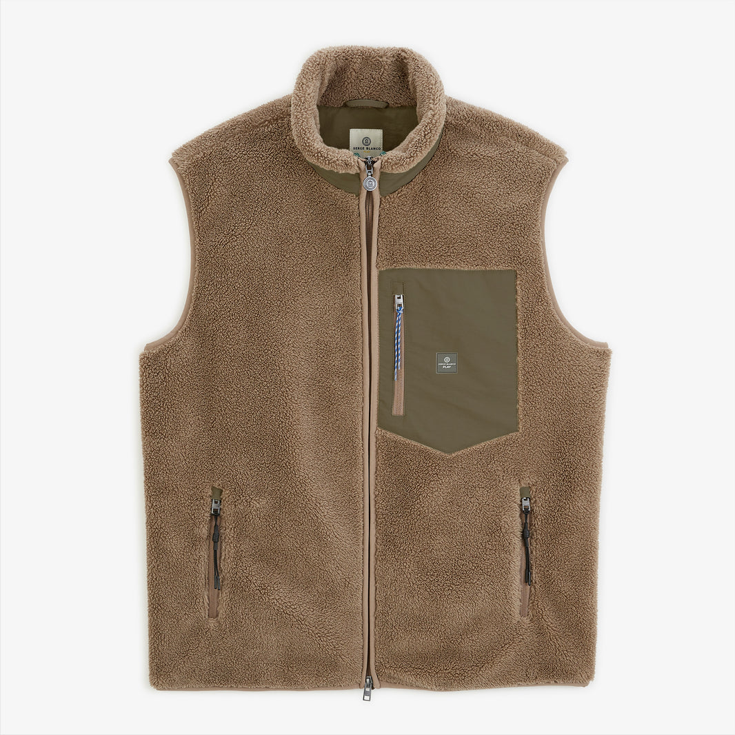 Gilet polaire sherpa Montréal sans manches beige cachemire SBPLAY
