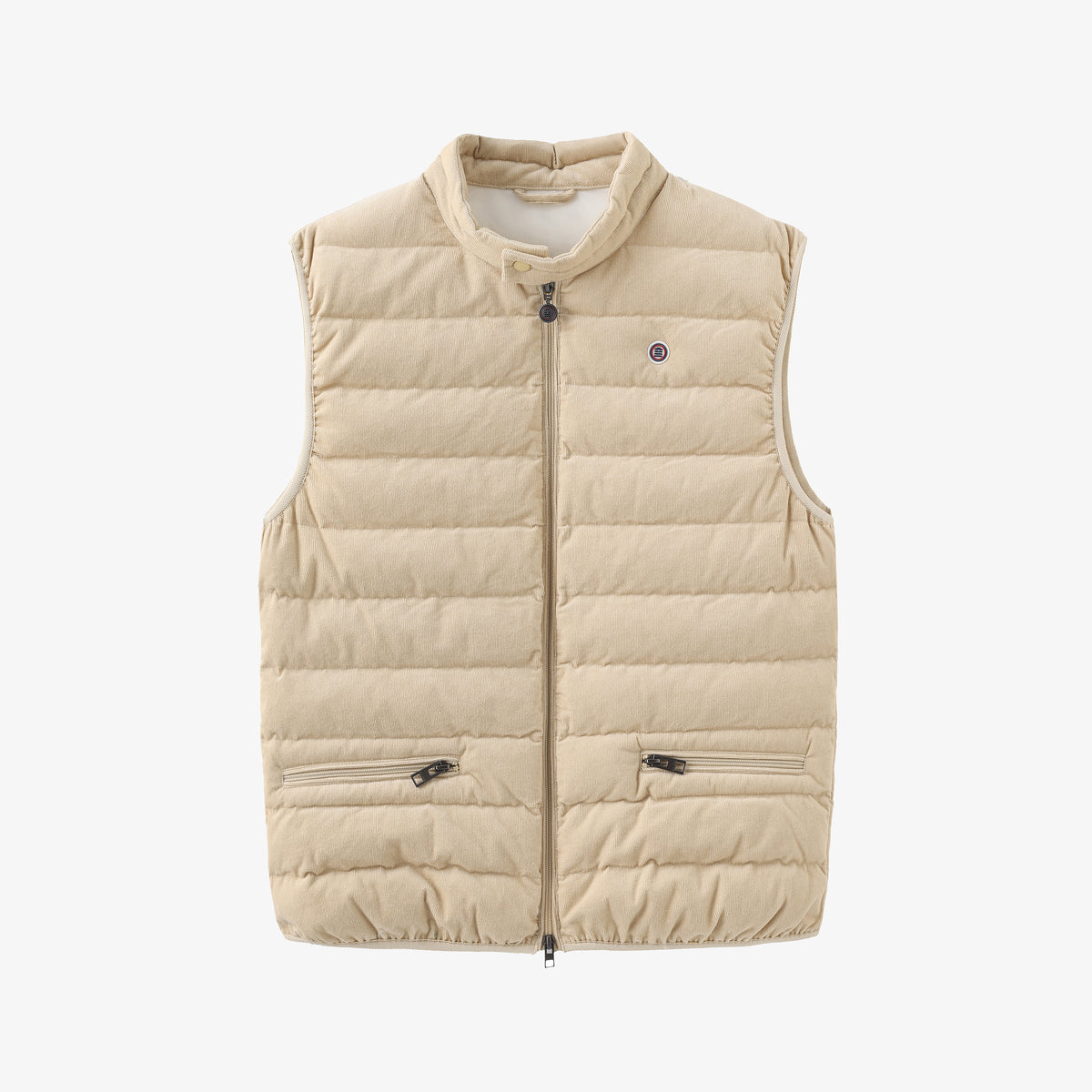 Piumino Damiano senza maniche in velluto beige pergamena