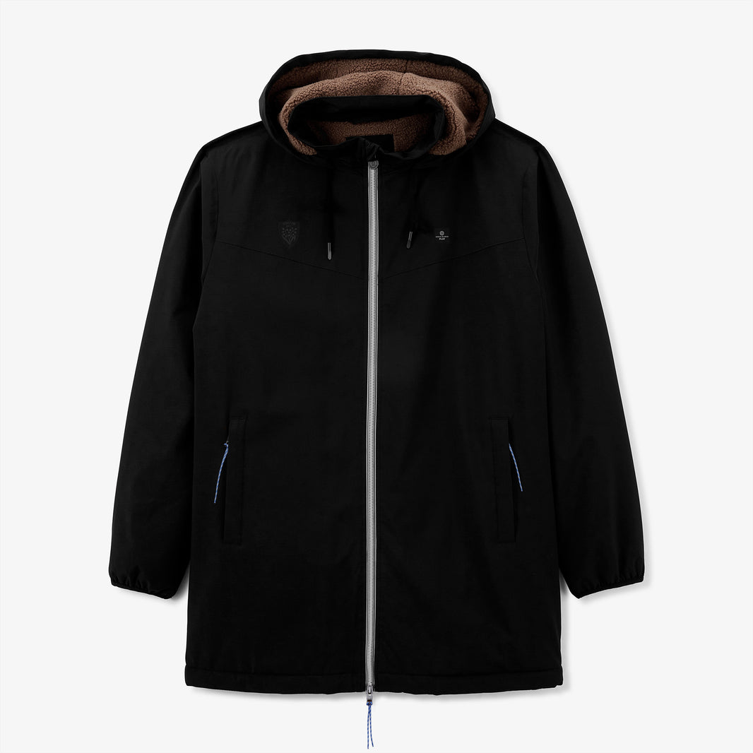 Parka déperlante à capuche doublée polaire noire Stormer RCT