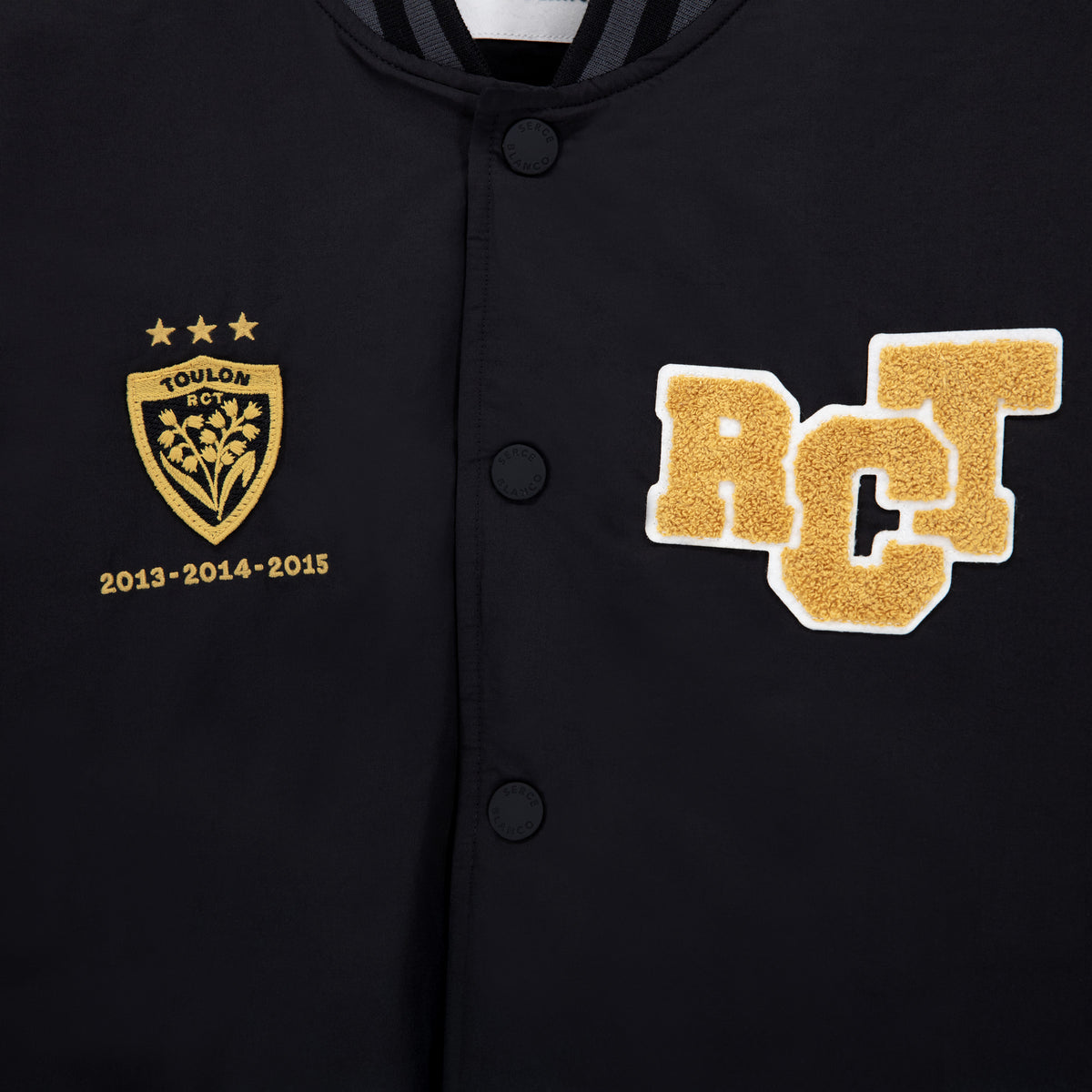 Black 100% Cotton RCT Triplé Teddy Jacket, Toulon Champions Cup