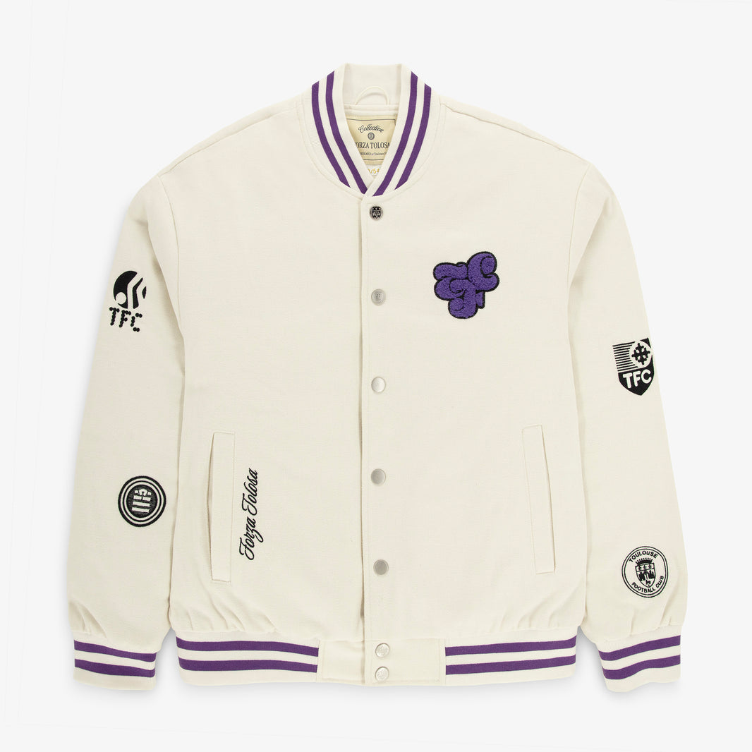 Nummerierte Teddy-Jacke „FORZA TOLOSA“ aus cremefarbener Wolle des Toulouse Football Club
