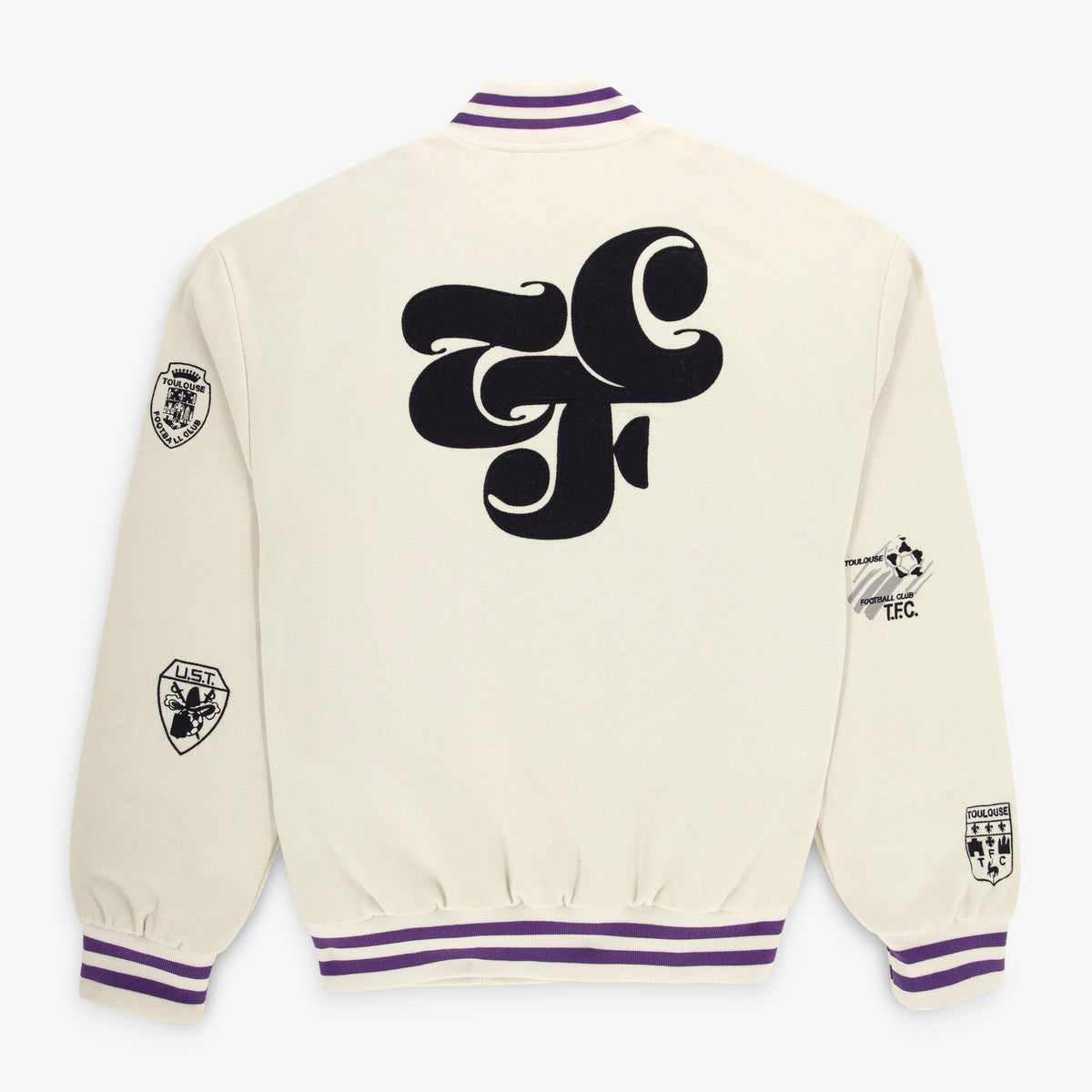 "FORZA TOLOSA" numbered Teddy jacket in off-white wool, Toulouse Football Club