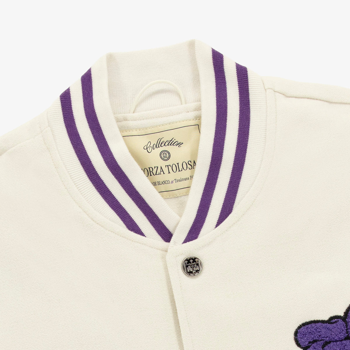 "FORZA TOLOSA" numbered Teddy jacket in off-white wool, Toulouse Football Club