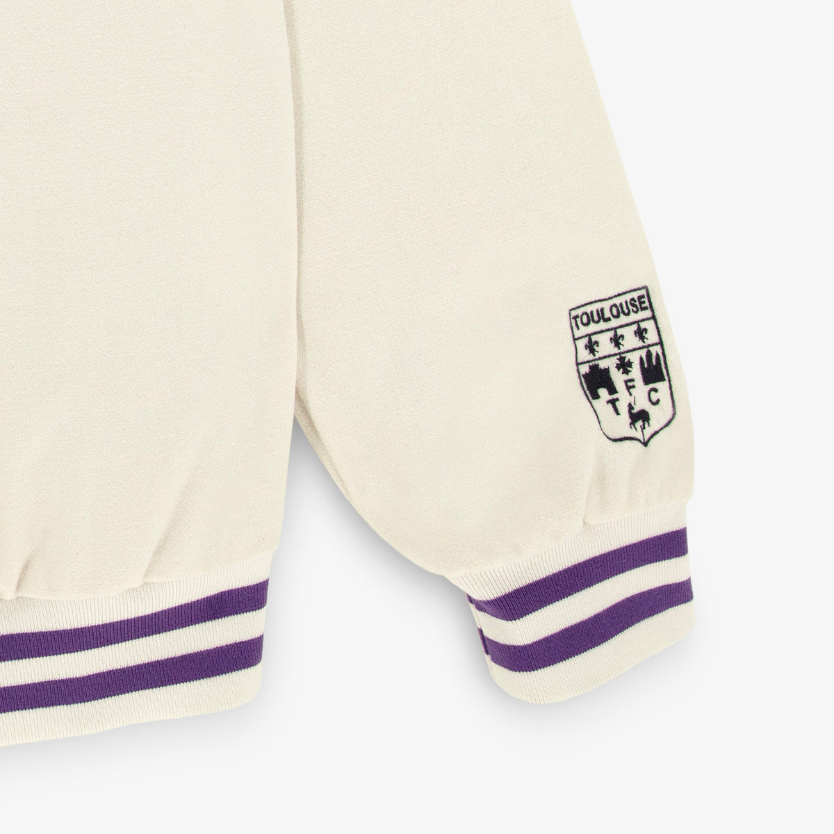 "FORZA TOLOSA" numbered Teddy jacket in off-white wool, Toulouse Football Club