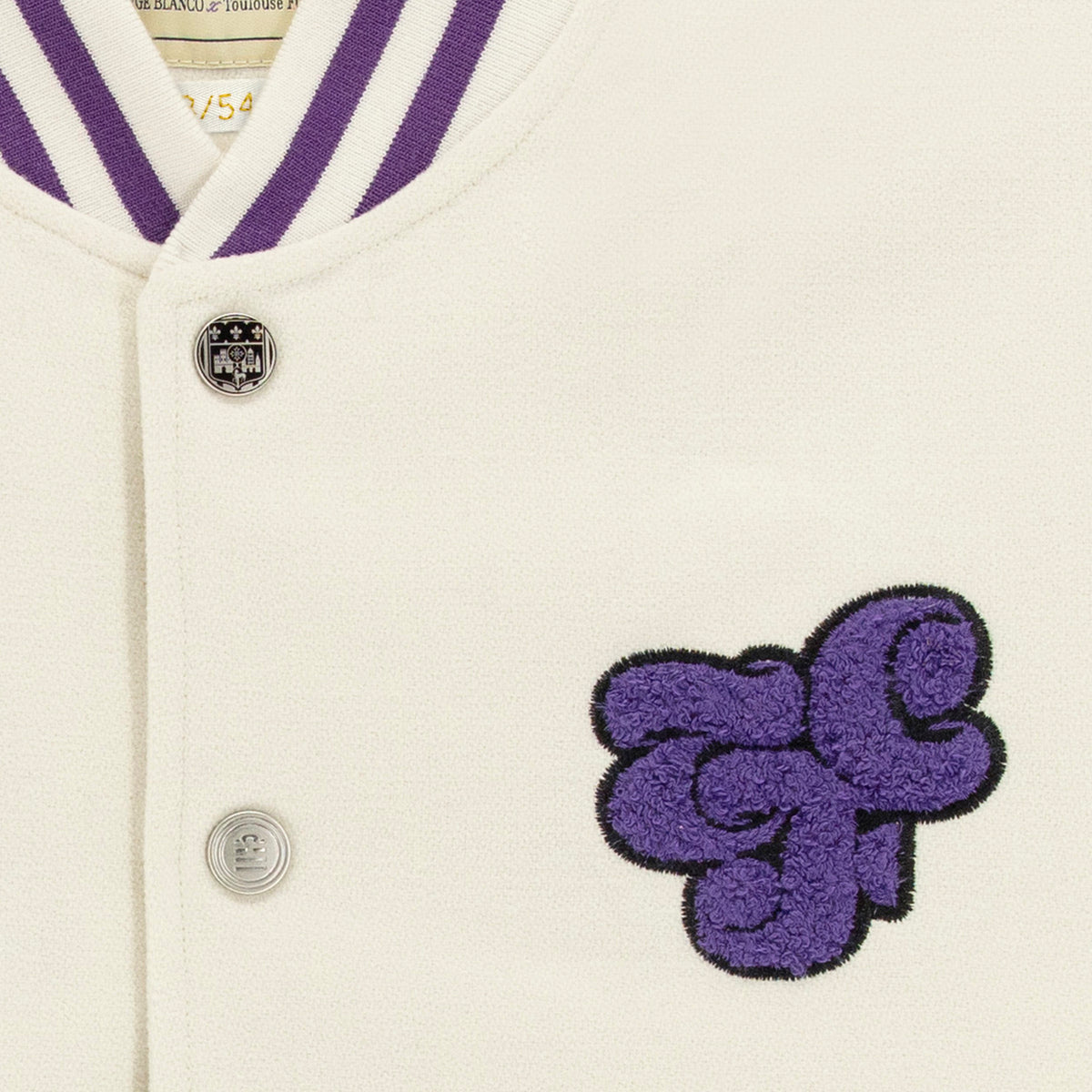 "FORZA TOLOSA" numbered Teddy jacket in off-white wool, Toulouse Football Club