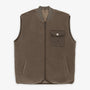 Gilet in pile senza maniche dello Stade Toulousain, modello Marcel, marrone con effetto scamosciato
