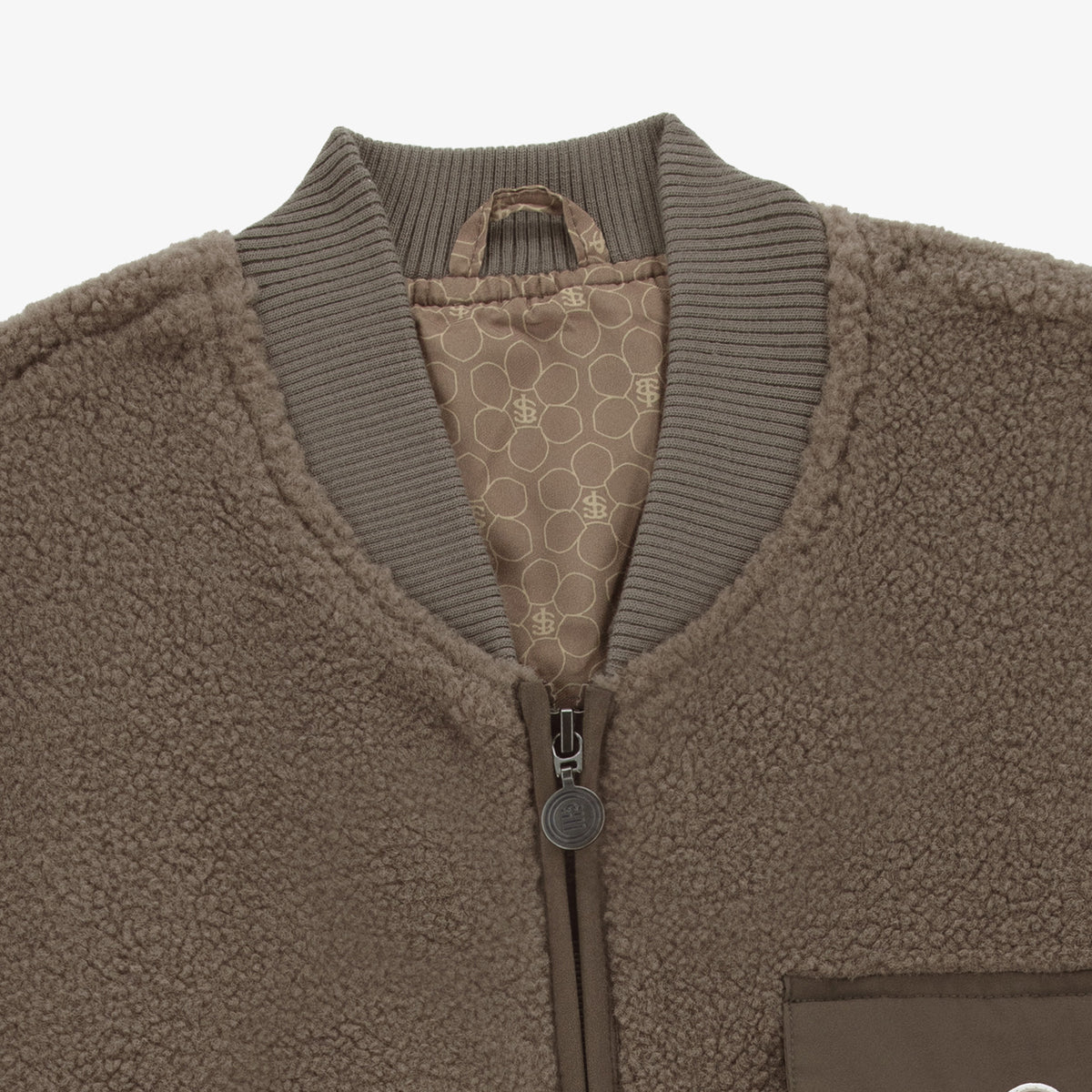 Gilet in pile senza maniche dello Stade Toulousain, modello Marcel, marrone con effetto scamosciato