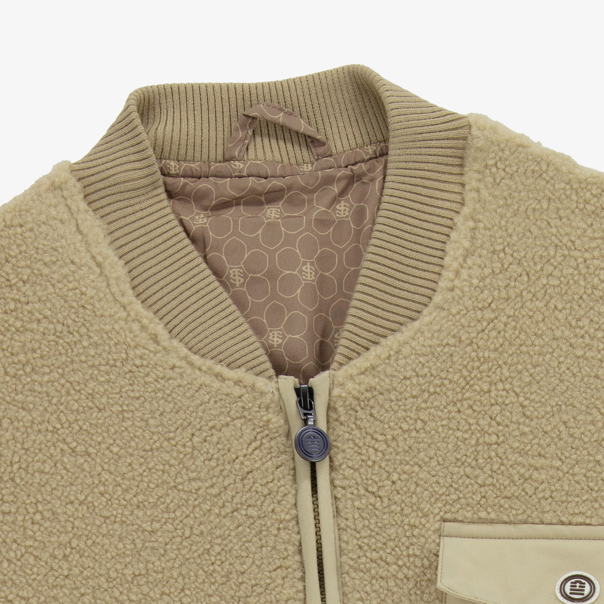 Giacca in pile con effetto scamosciato dello Stade Toulousain, color beige travertino, modello Marcel