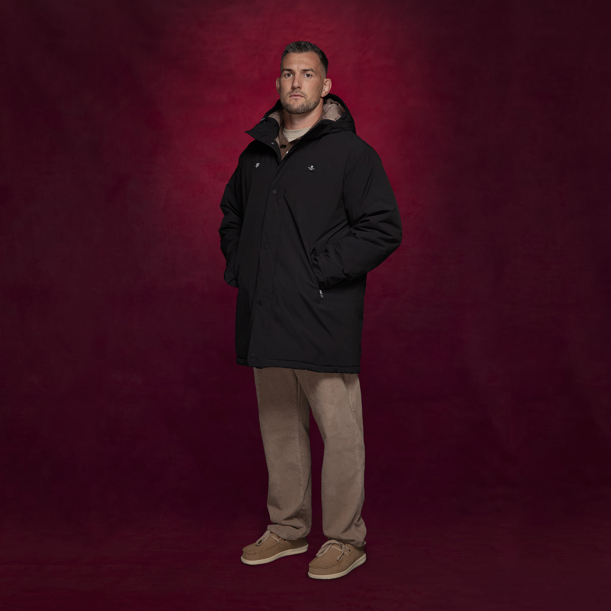 Parka impermeabile di media lunghezza con cappuccio nero Ethan Stade Toulousain SBPLAY