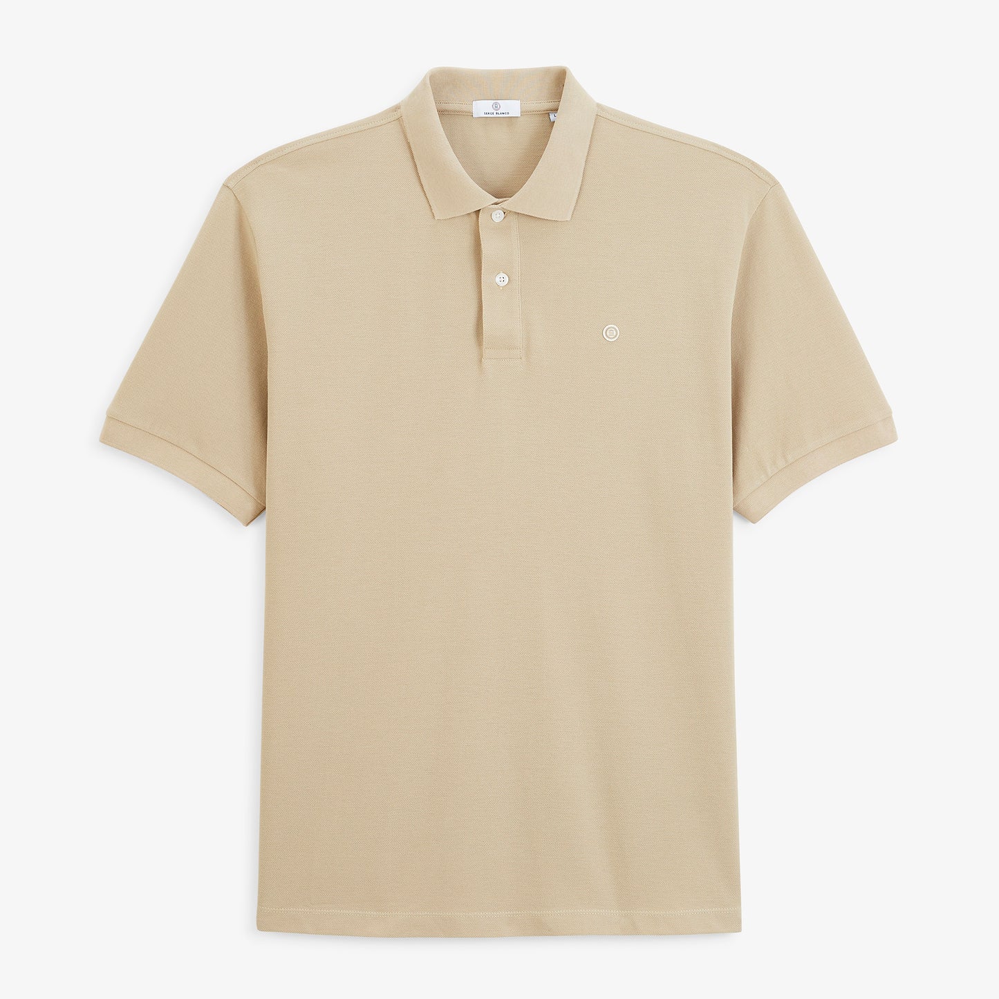 Polo piqué Lucas manches courtes en coton beige travertin