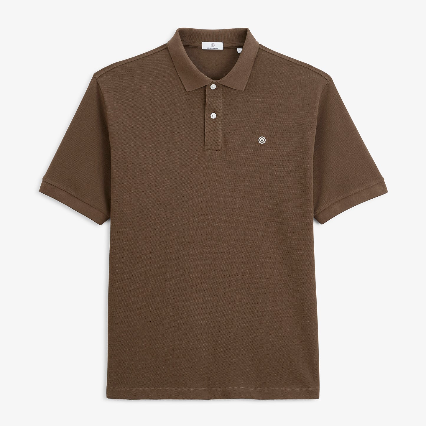 Polo piqué Lucas manches courtes en coton marron brownie