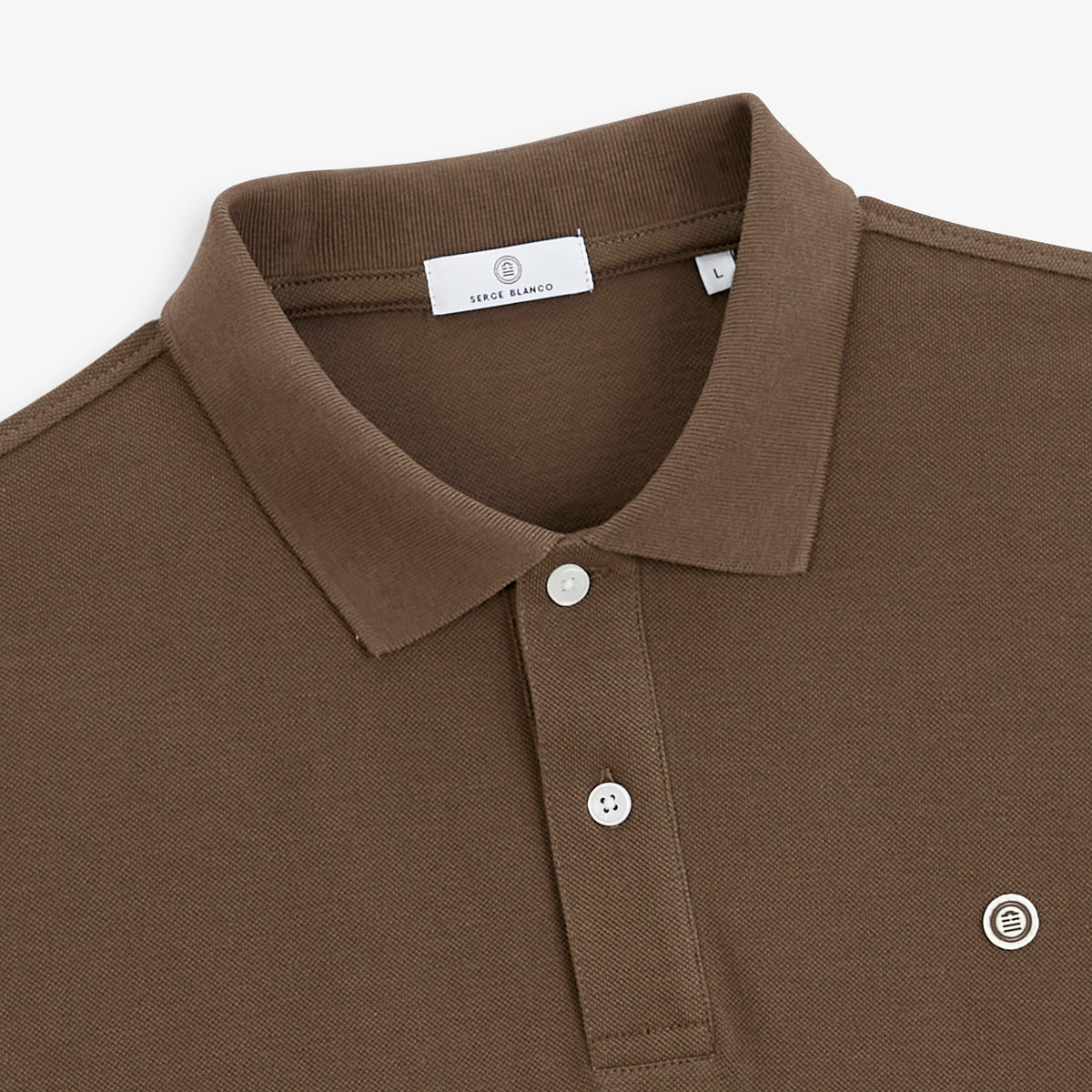 Polo piqué Lucas manches courtes en coton marron brownie
