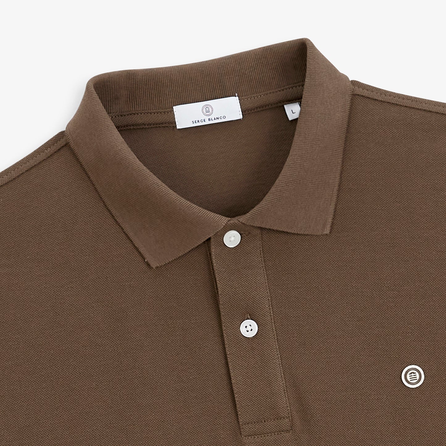 Polo piqué Lucas manches courtes en coton marron brownie