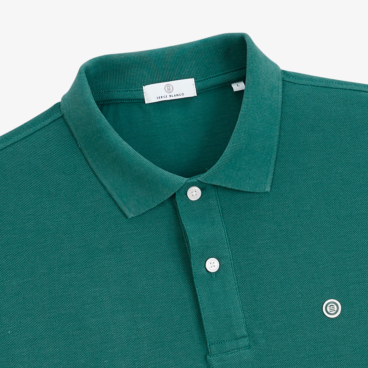 Polo piqué Lucas manches courtes en coton vert pivert