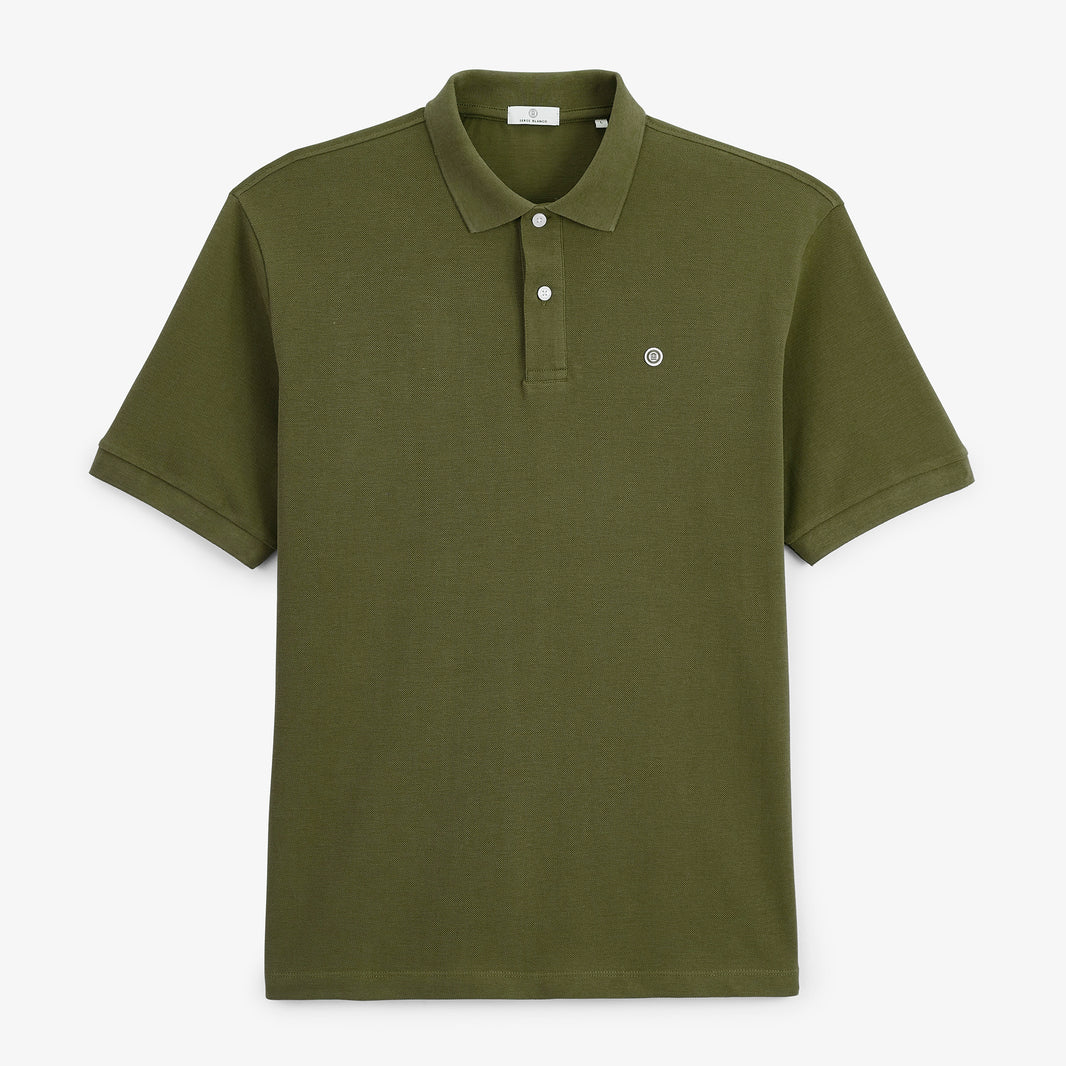Polo piqué Lucas manches courtes en coton vert militaire