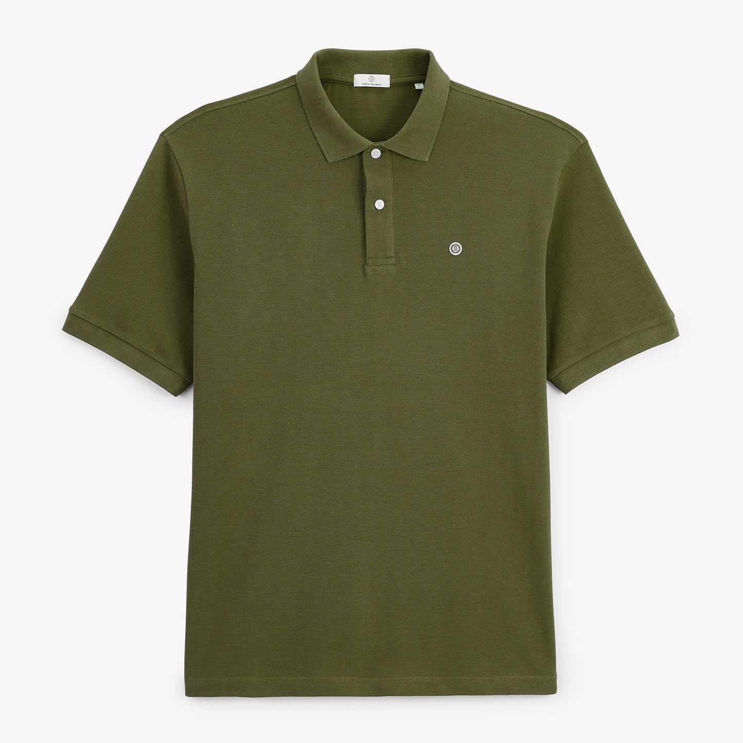 Polo piqué Lucas manches courtes en coton vert militaire