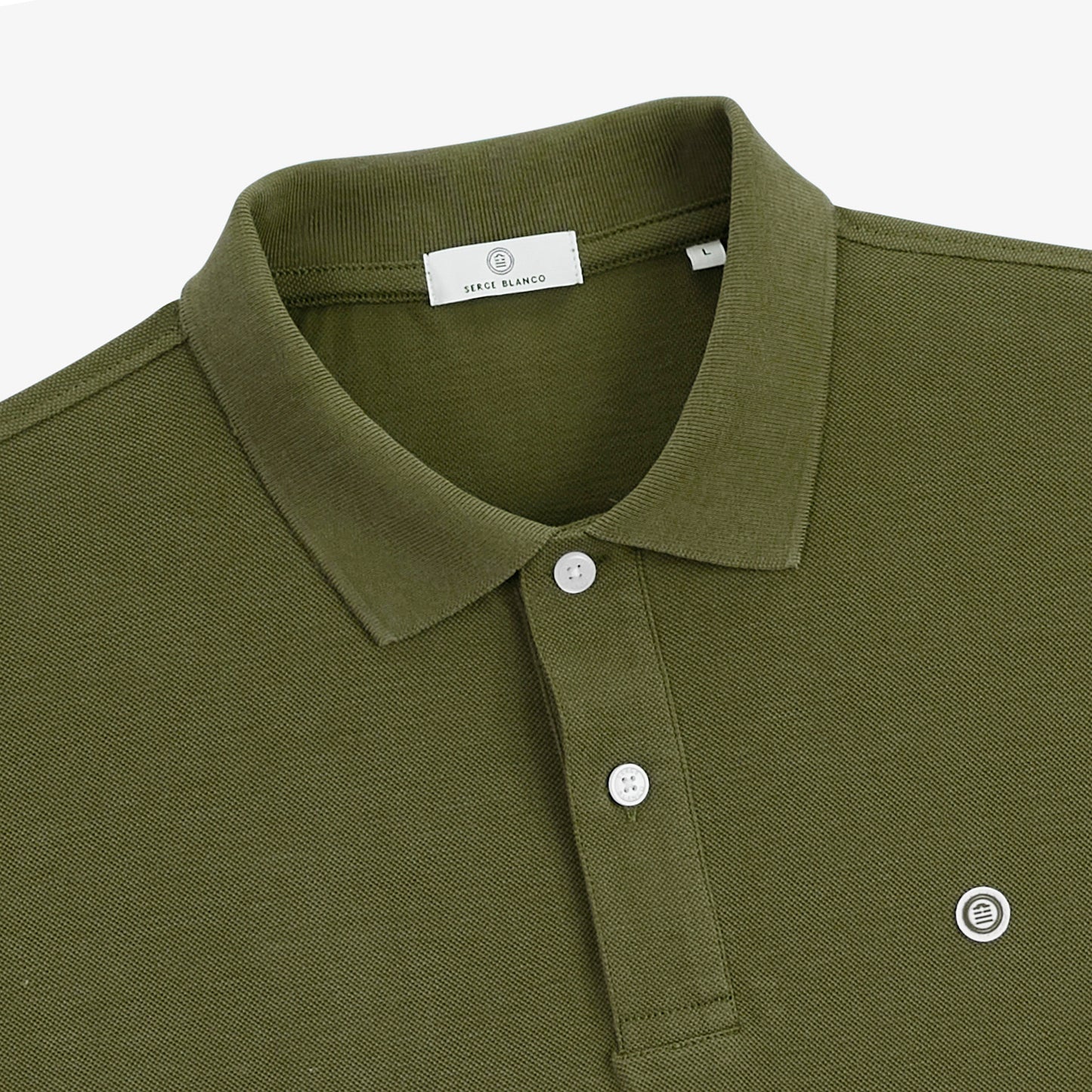 Polo piqué Lucas manches courtes en coton vert militaire