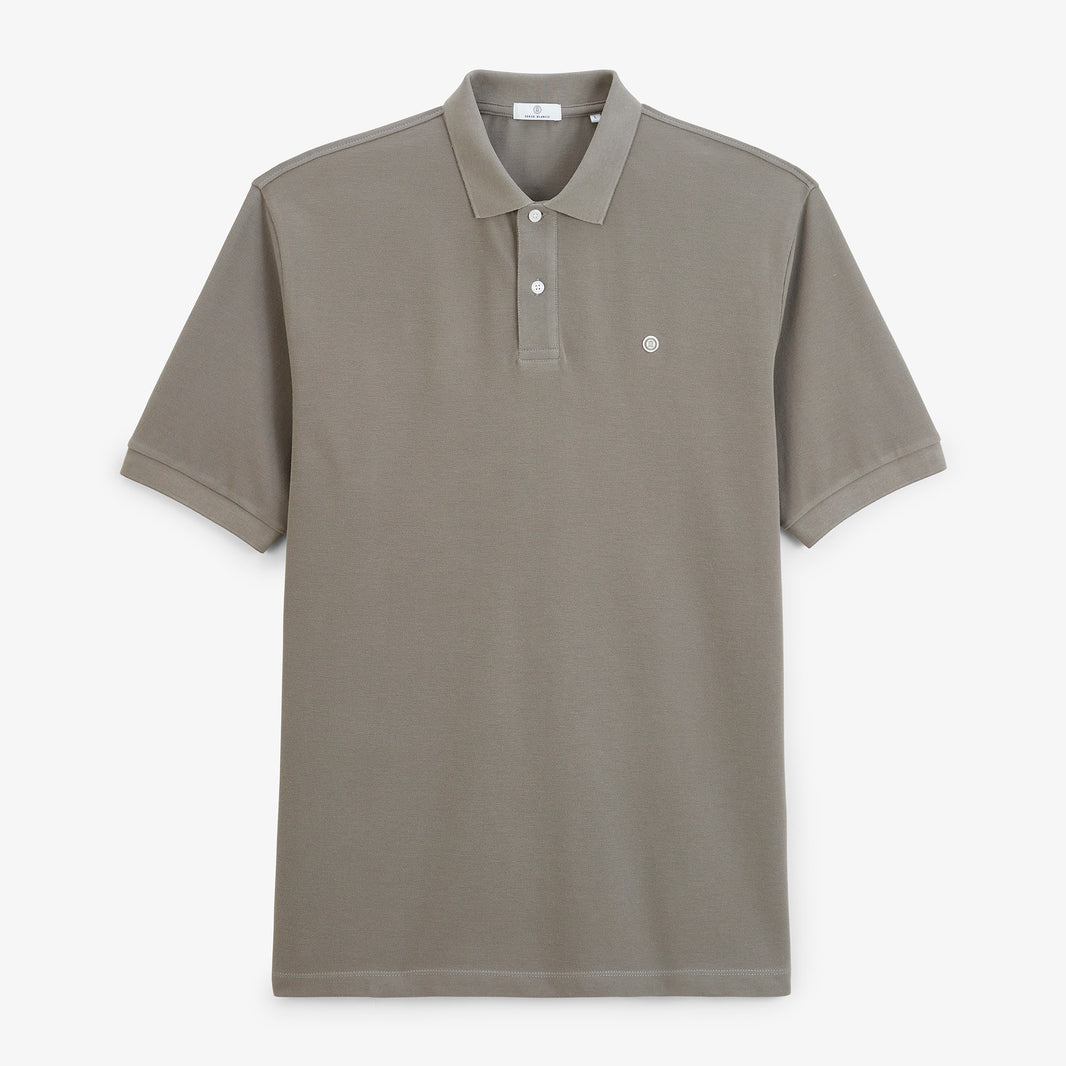 Polo piqué Lucas manches courtes en coton gris plume