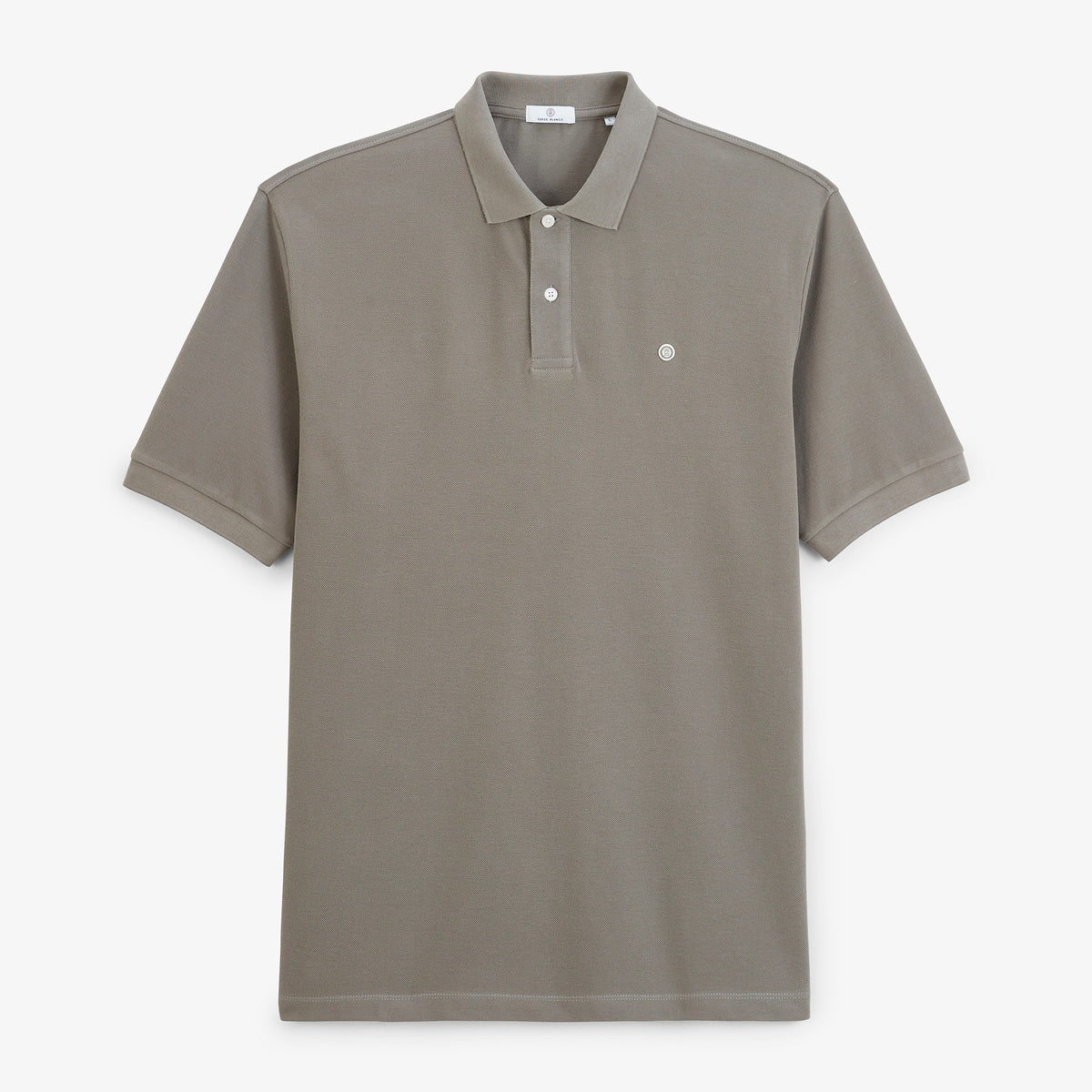 Polo piqué Lucas manches courtes en coton gris plume