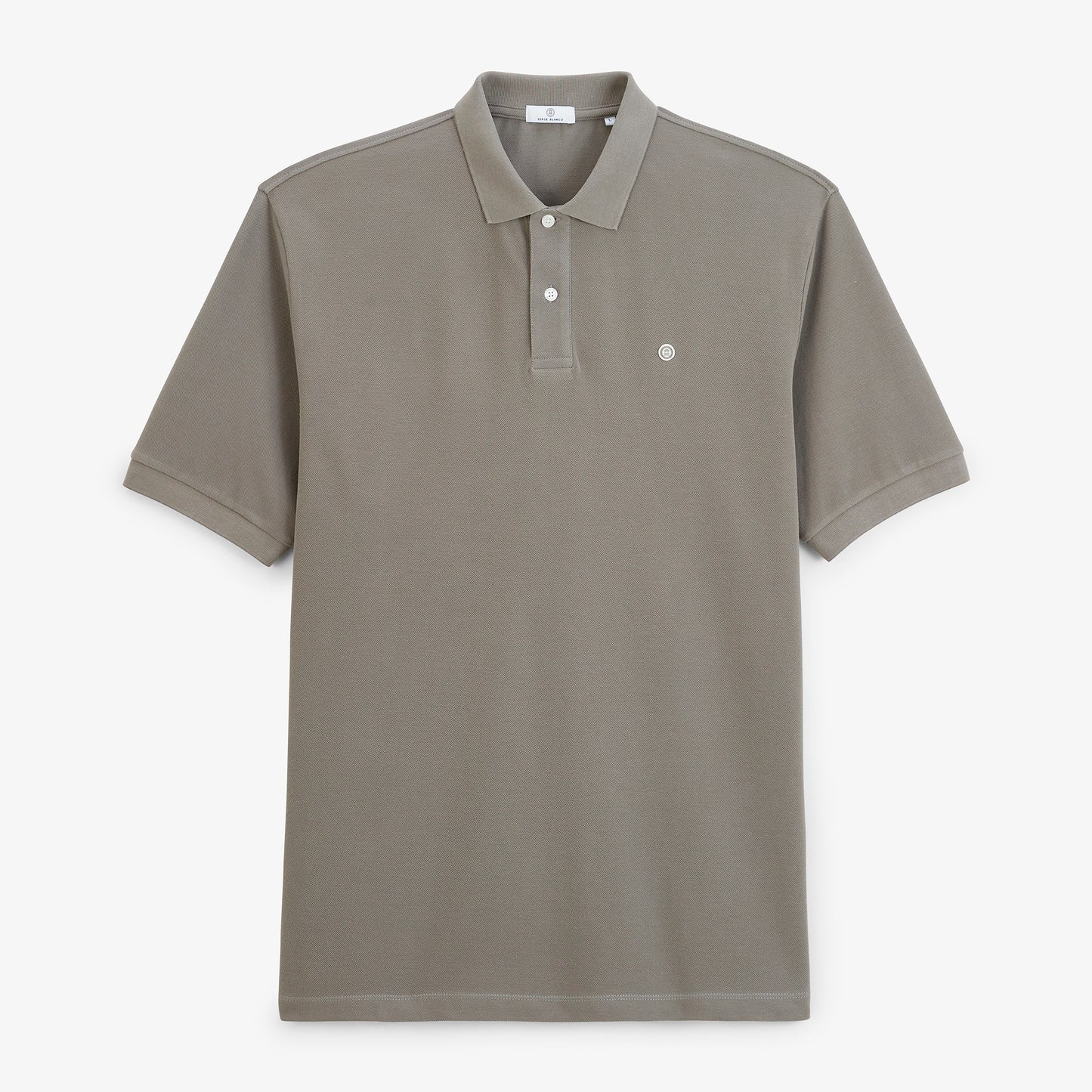 Polo piqué Lucas manches courtes en coton gris plume