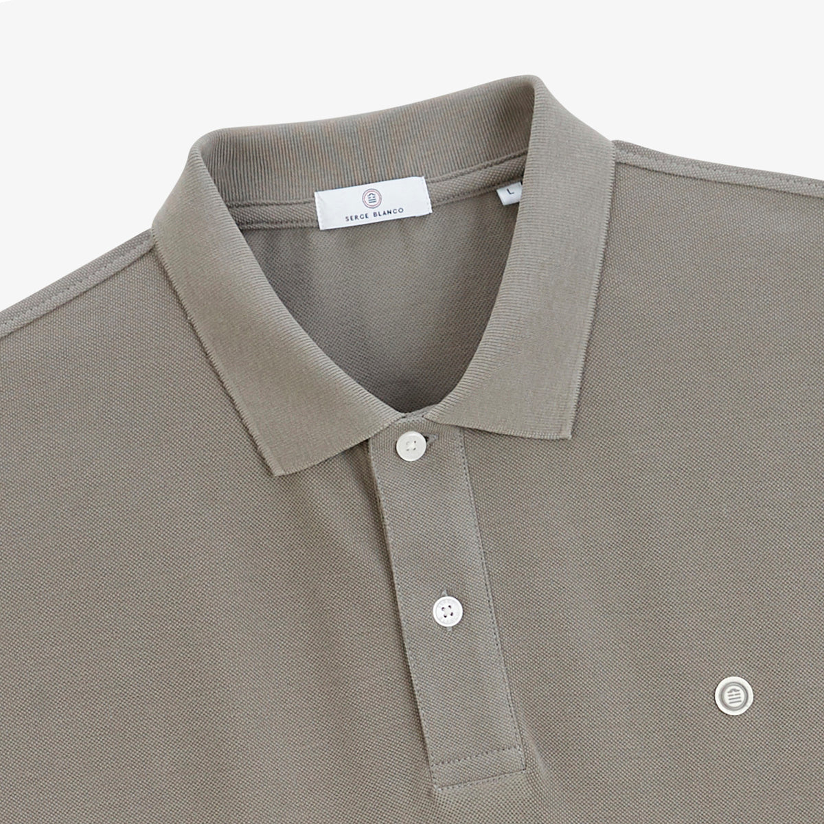 Polo piqué Lucas manches courtes en coton gris plume