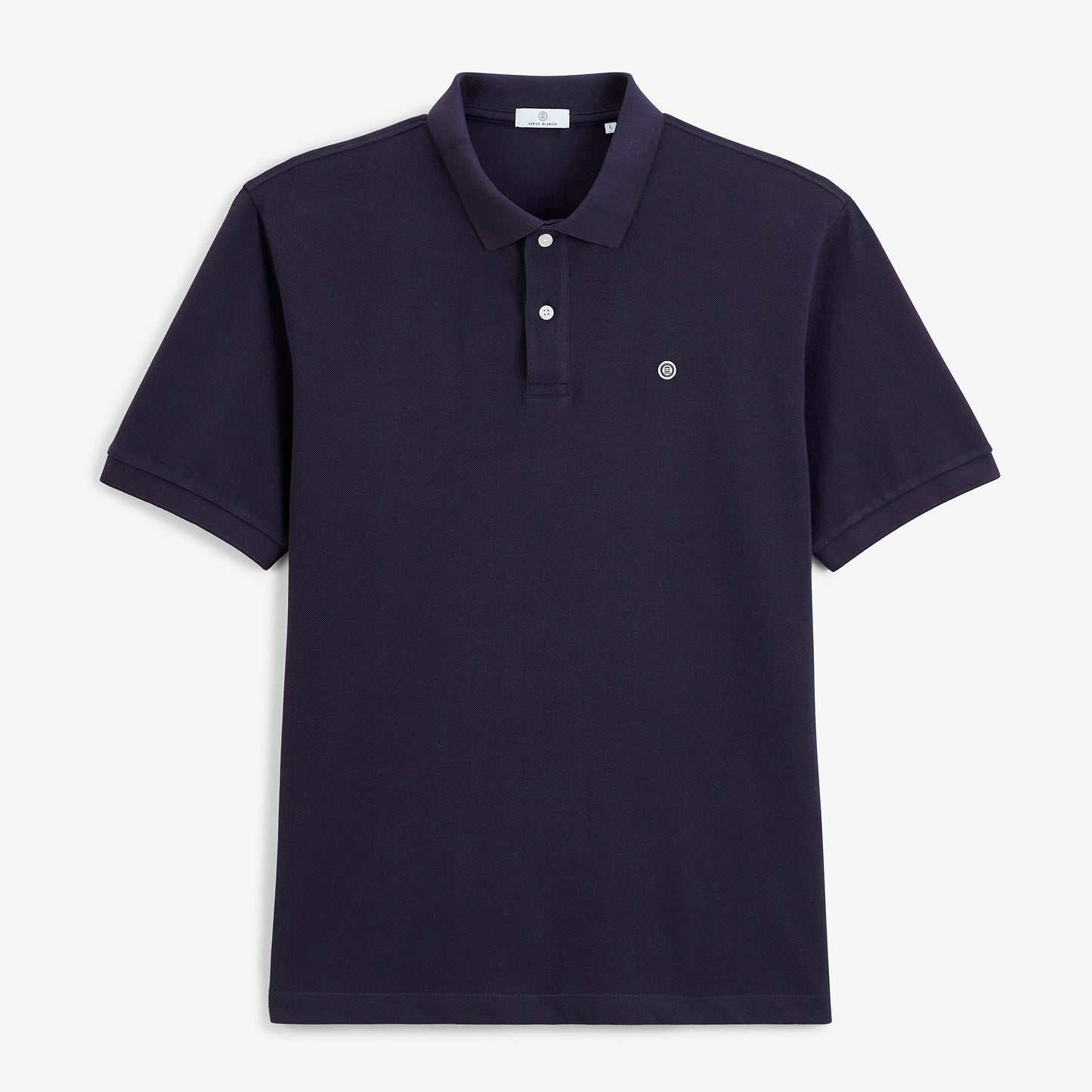 Polo piqué Lucas manches courtes en coton bleu marine