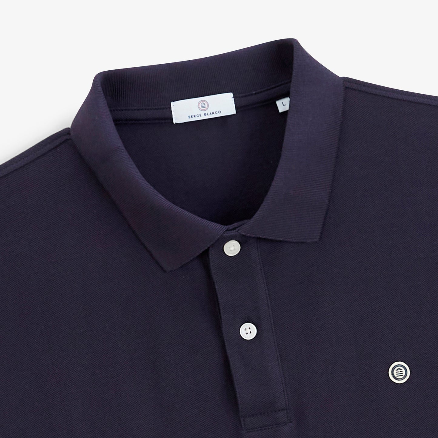 Polo piqué Lucas manches courtes en coton bleu marine