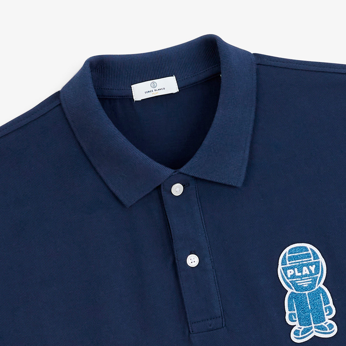 Polo piqué manches courtes badge bouclette Pilote bleu marine SBPLAY