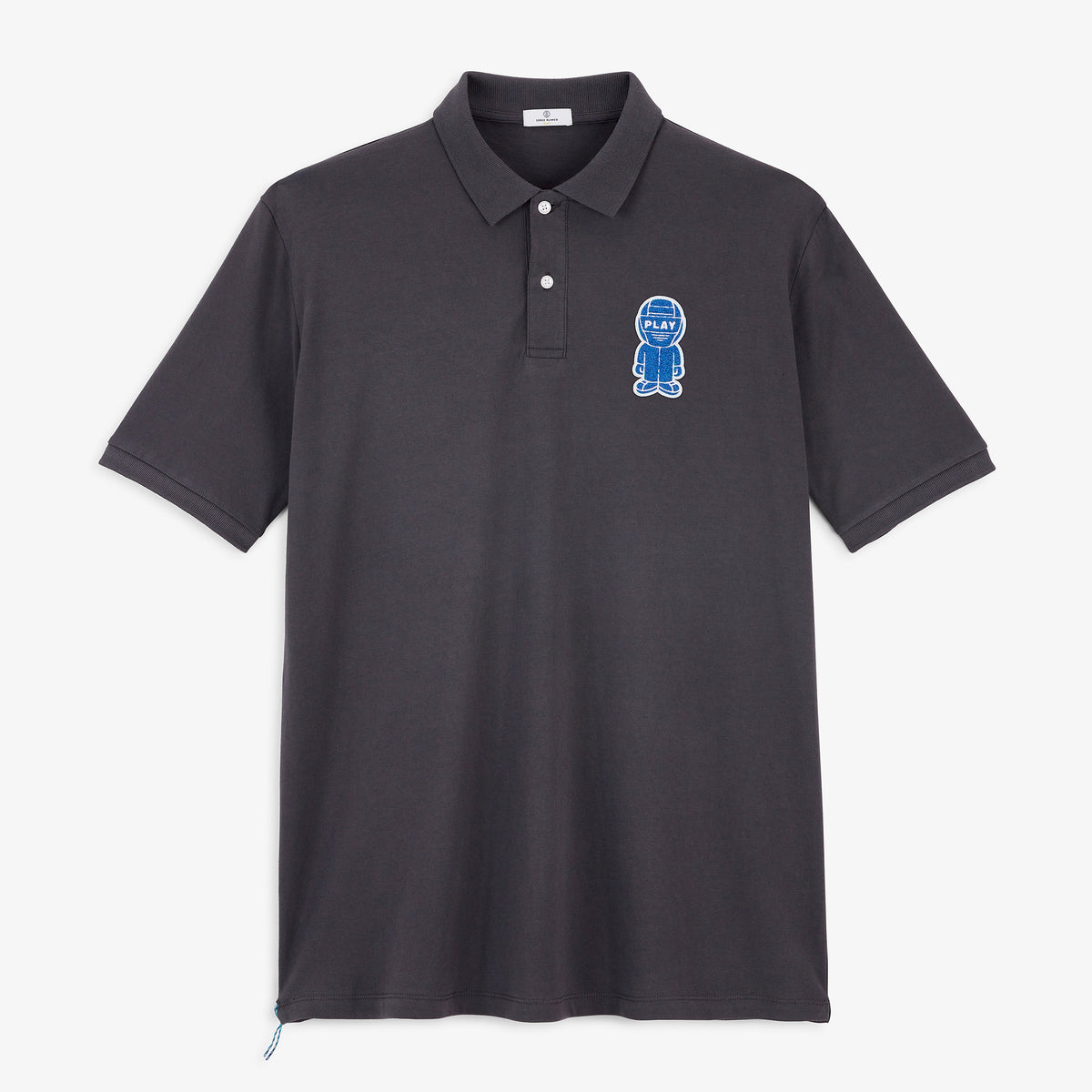 Polo piqué manches courtes badge bouclette Pilote gris asphalte SBPLAY