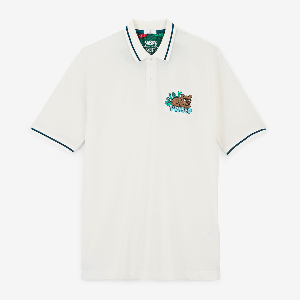 Polo piqué Funky Animals manches courtes en coton beige travertin