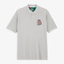 Polo piqué Funky Animals manches courtes en coton gris plume