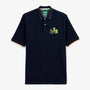 Polo piqué Funky Animals manches courtes en coton bleu marine