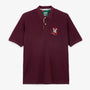 Polo piqué manches courtes en coton rouge vigne brodé Funky Animals