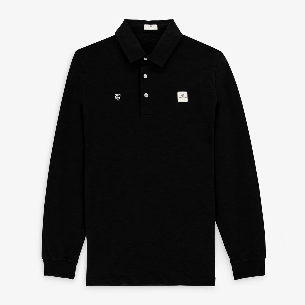 Polo da rugby da uomo a maniche lunghe Stade Toulousain, 100% cotone, nera, SBPLAY