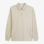 Polo zippé manches longues en coton interlock beige travertin