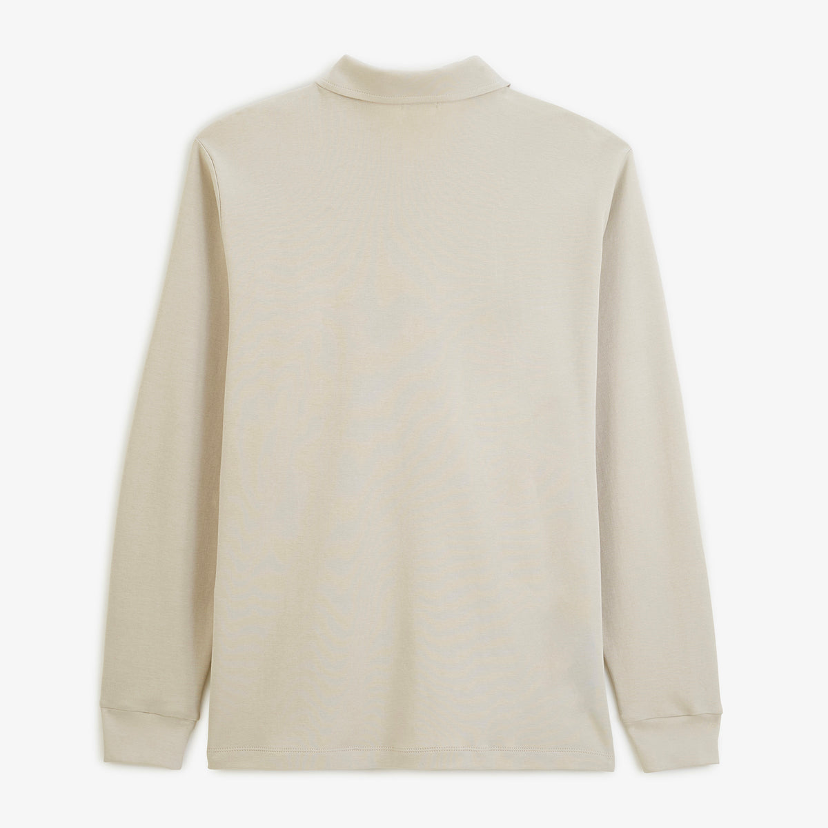 Polo zippé manches longues en coton interlock beige travertin