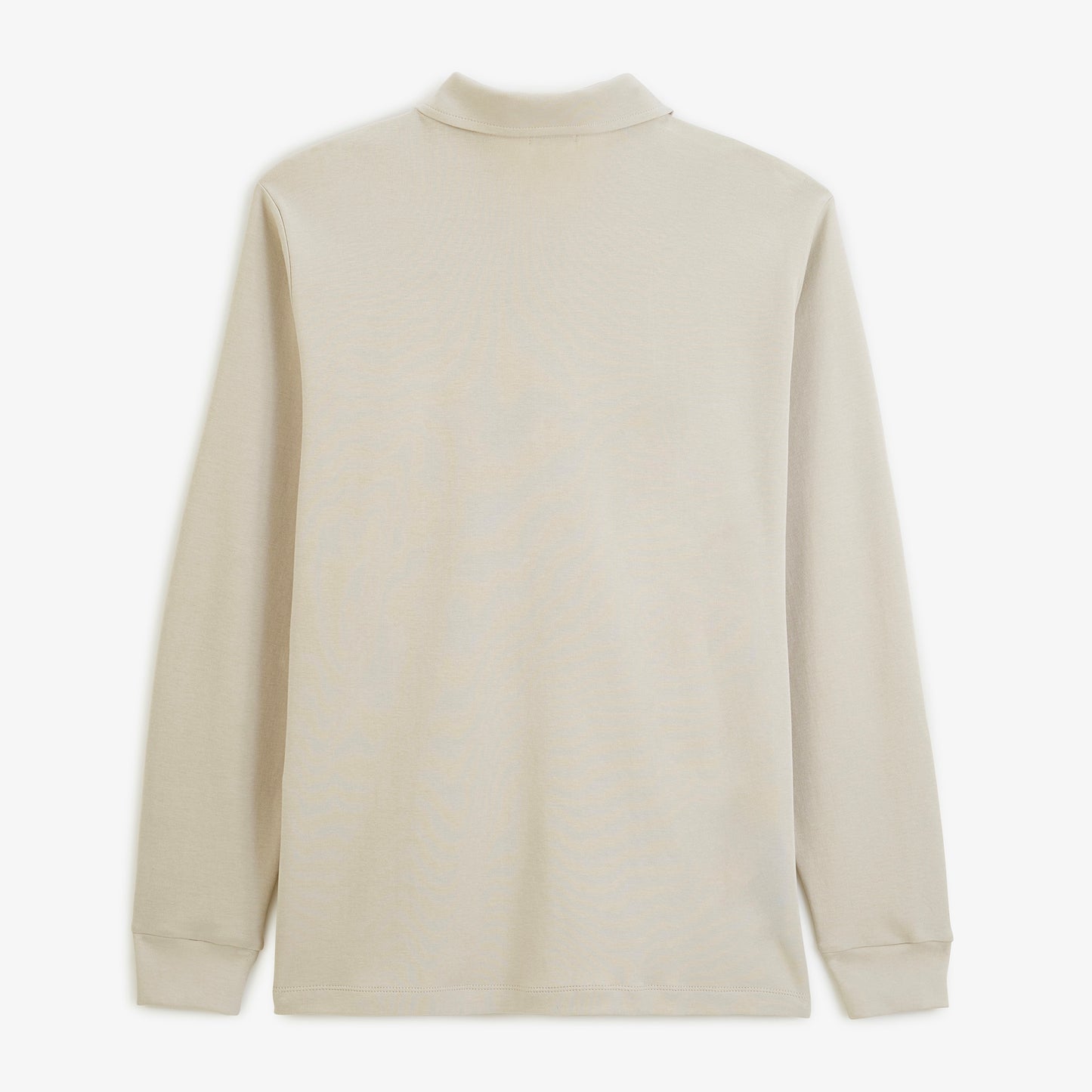 Polo zippé manches longues en coton interlock beige travertin