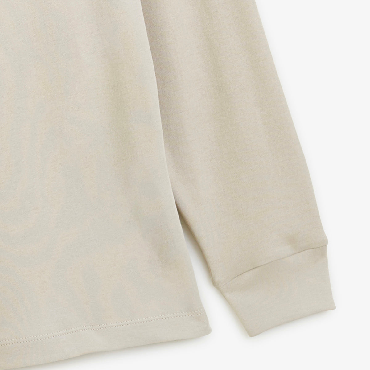Polo zippé manches longues en coton interlock beige travertin