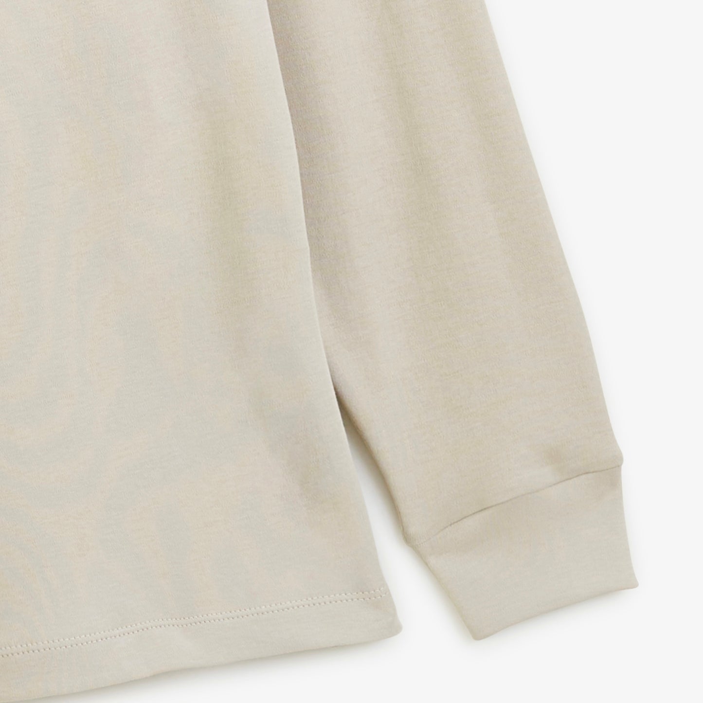Polo zippé manches longues en coton interlock beige travertin