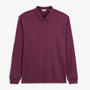 Polo zippé manches longues en coton interlock rouge vigne