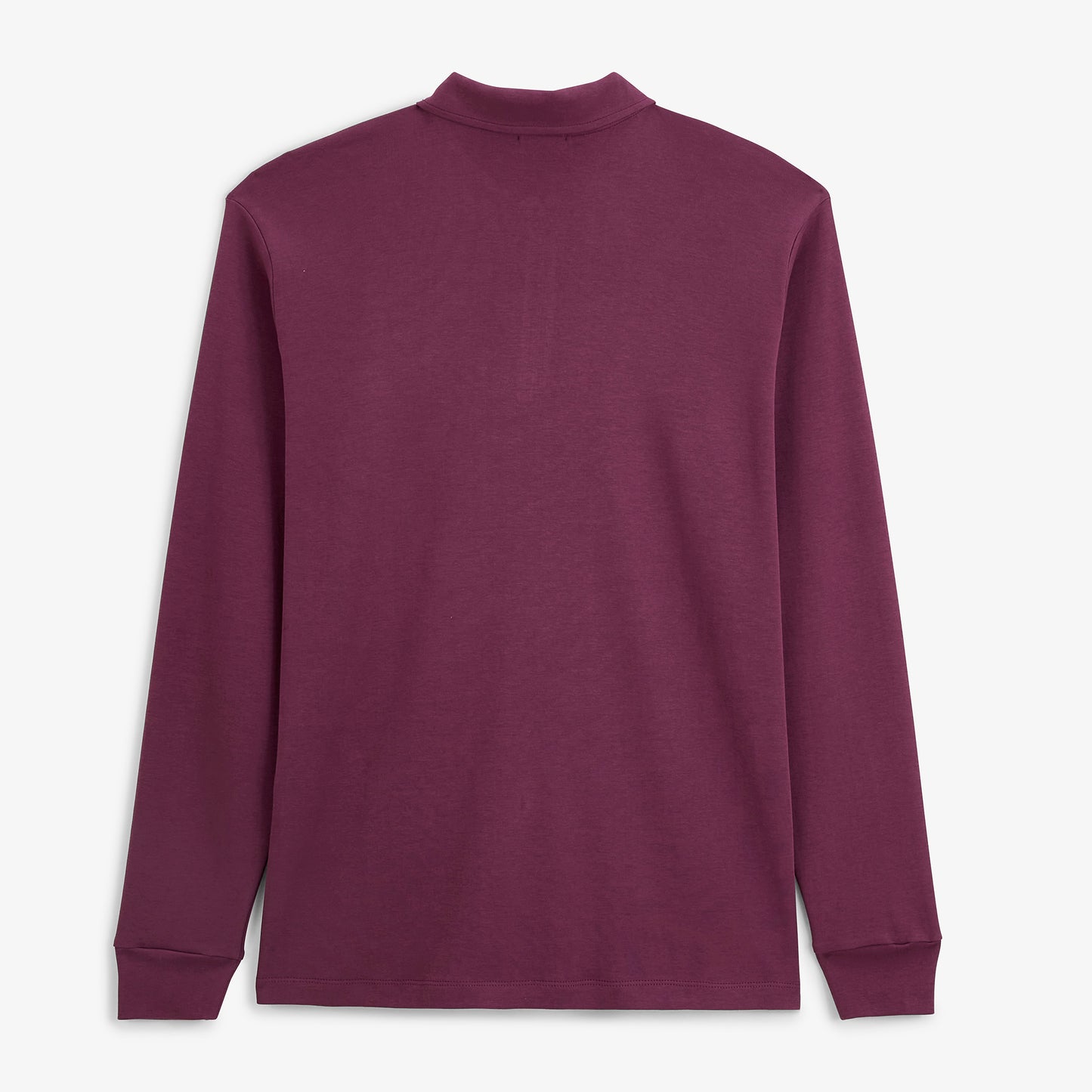Polo zippé manches longues en coton interlock rouge vigne