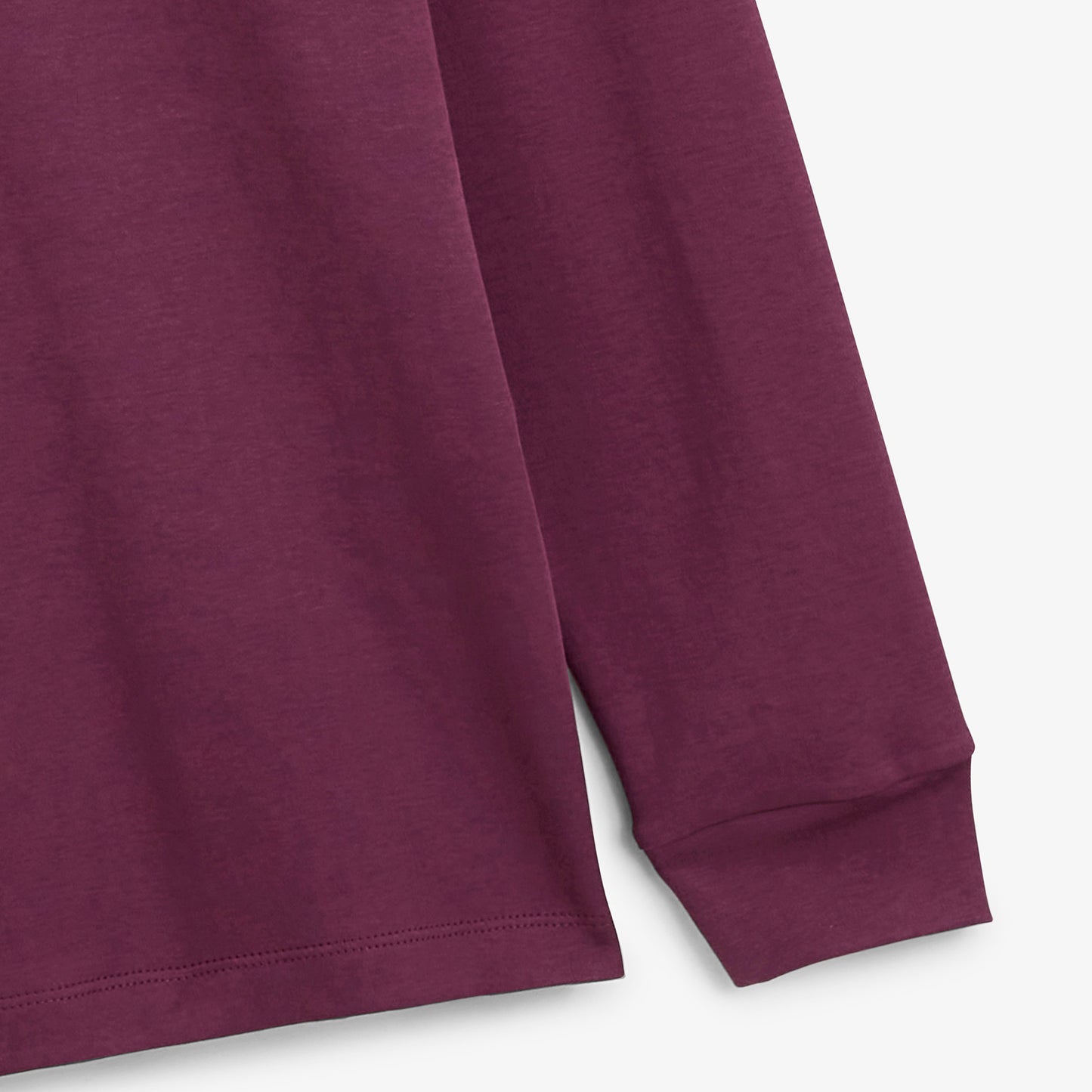 Polo zippé manches longues en coton interlock rouge vigne