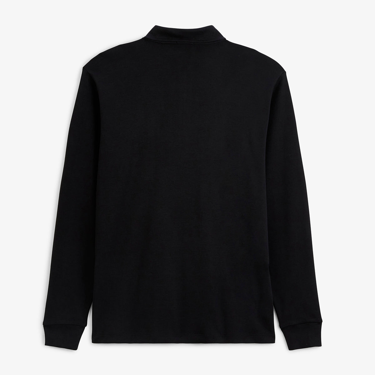 Polo zippé manches longues en coton interlock noir