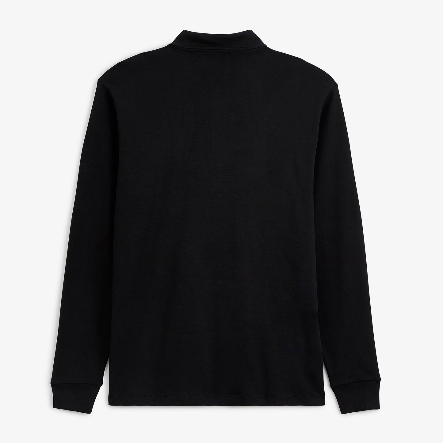 Polo zippé manches longues en coton interlock noir